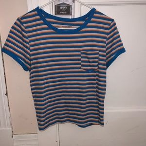Cropped Stripped Short Sleeve